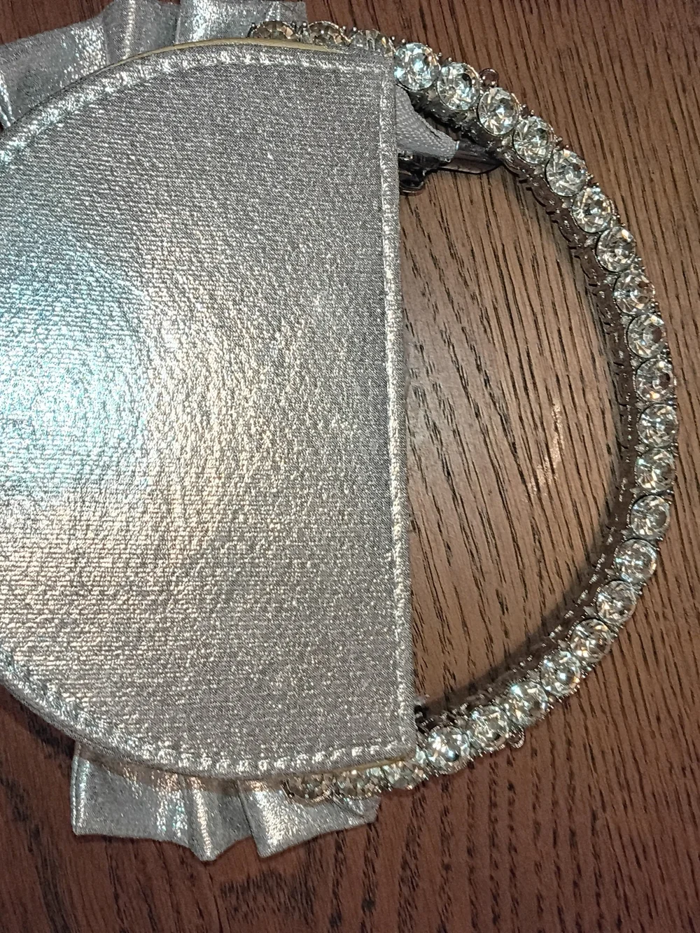 Silver Bow Crystal Handle Evening Clutch